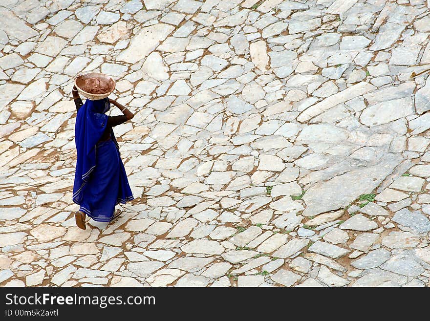 Indian lady wearing blue sari. Indian lady wearing blue sari