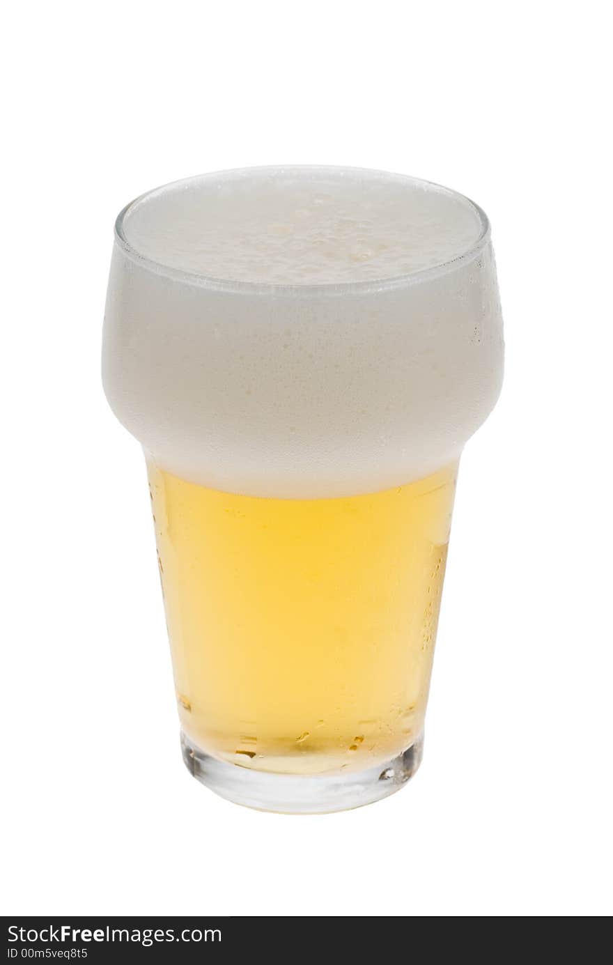 Glass of fresh beer isolated on a white background