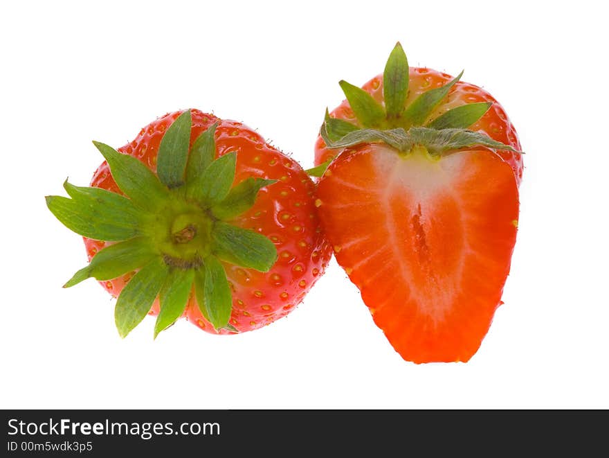 Fresh strawberries isolated on a white background