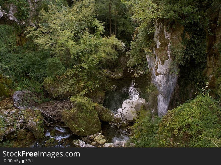 Nice autumn scenery of the waterfall in the mountains. Nice autumn scenery of the waterfall in the mountains