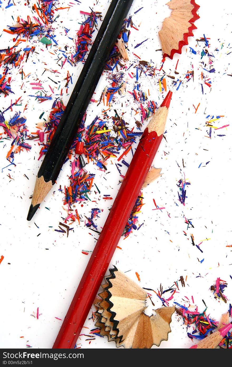 Pencil Shavings isolated in white background