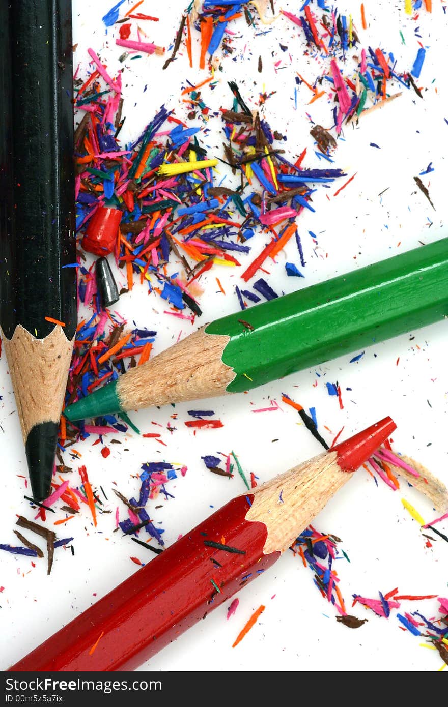 Pencil Shavings isolated in white background