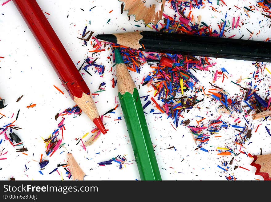 Pencil Shavings isolated in white background