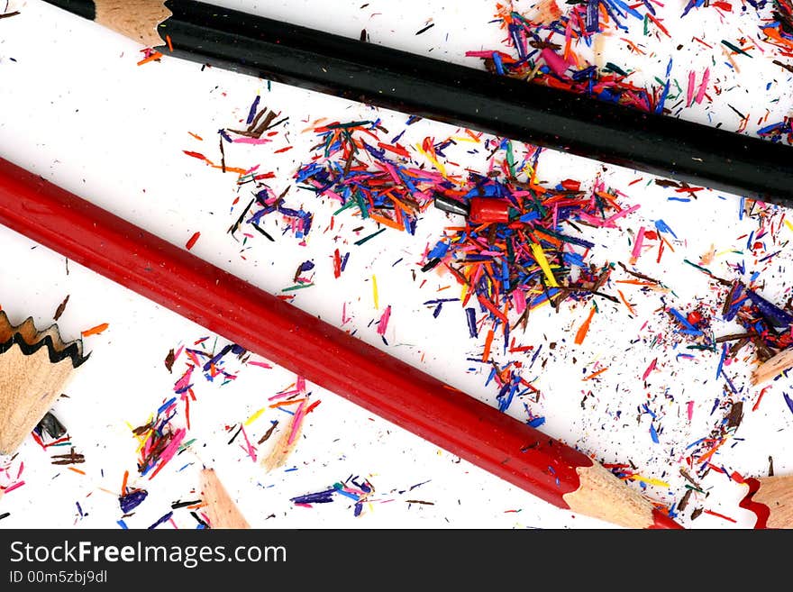 Pencil Shavings isolated in white background