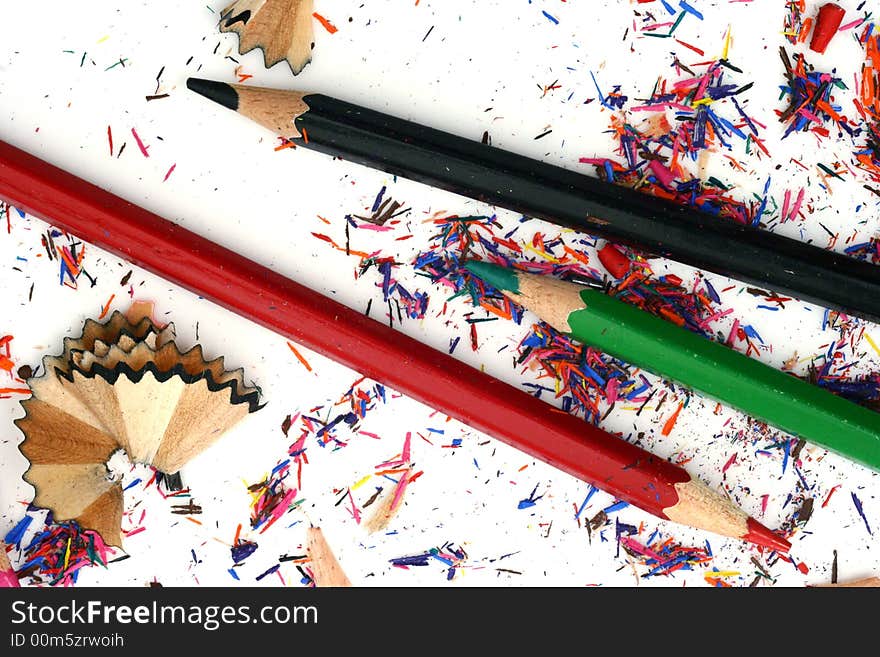 Pencil Shavings isolated in white background