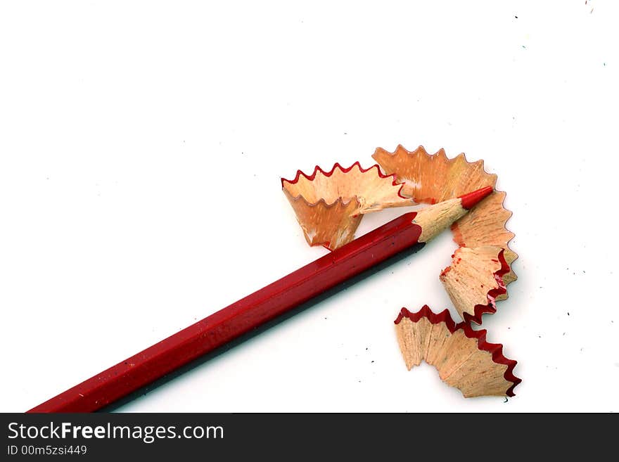 Pencil Shavings isolated in white background