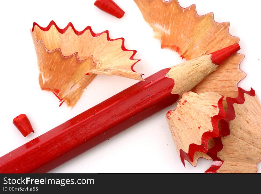 Pencil Shavings isolated in white background