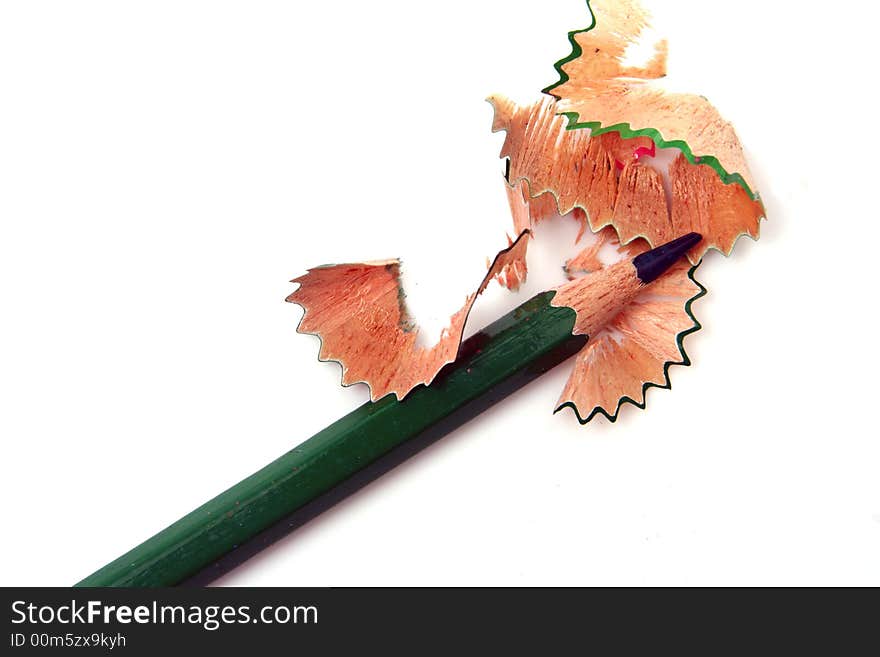 Pencil Shavings isolated in white background