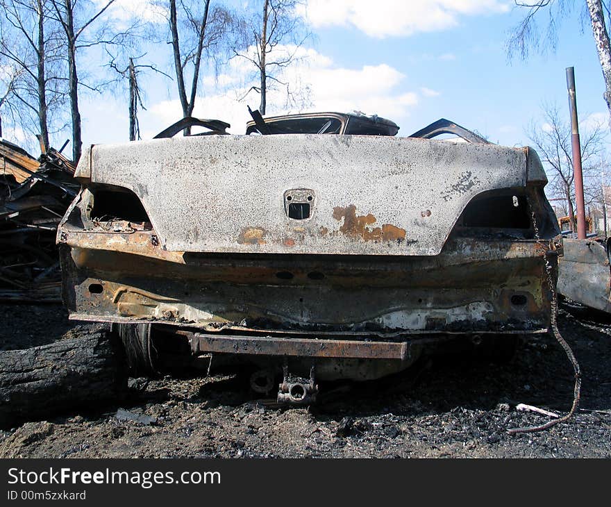 After fire - back of big car