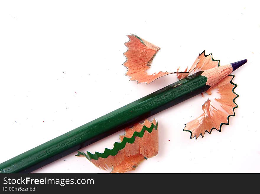 Pencil Shavings isolated in white background