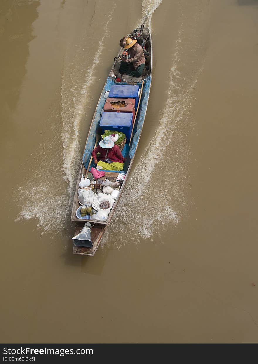 Classic, wooden boat in Thaila