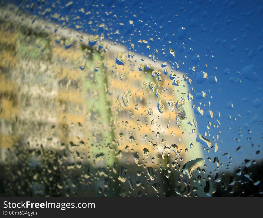 Dripped of rain on window