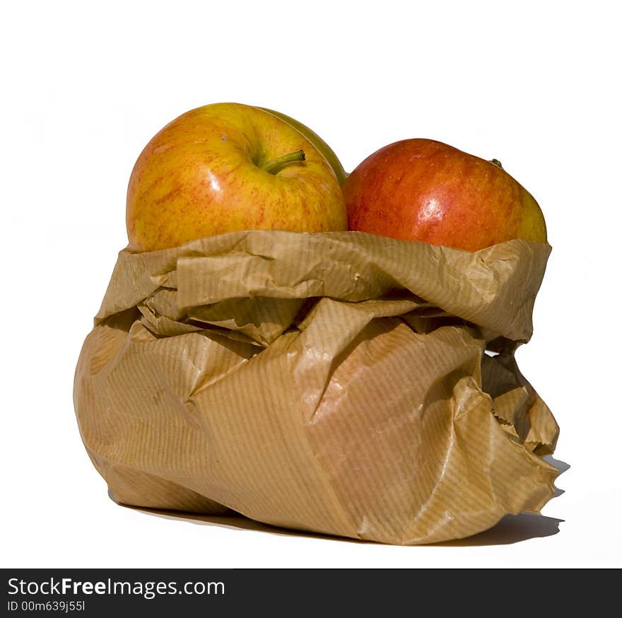 Apples and paper bag