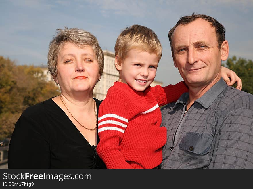 Grandmother and grandfather with grandson. Grandmother and grandfather with grandson