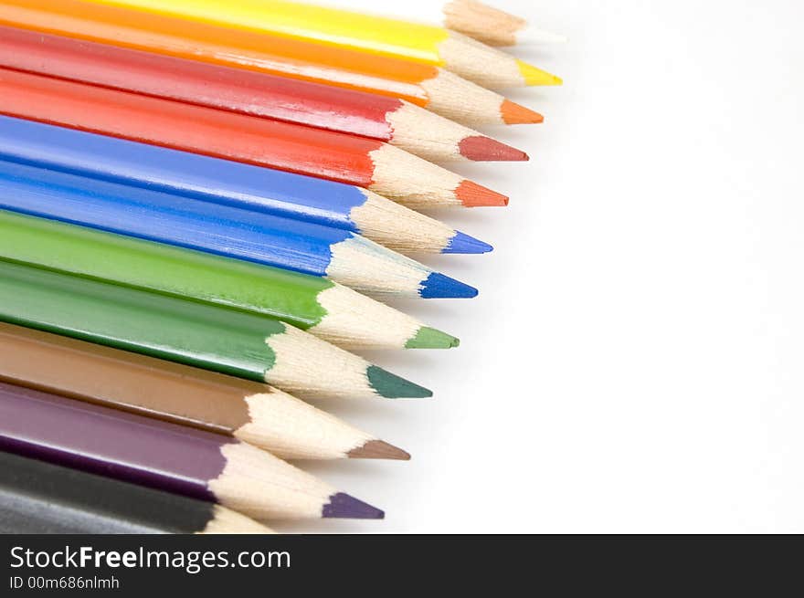 Isolated colour pencils on white background