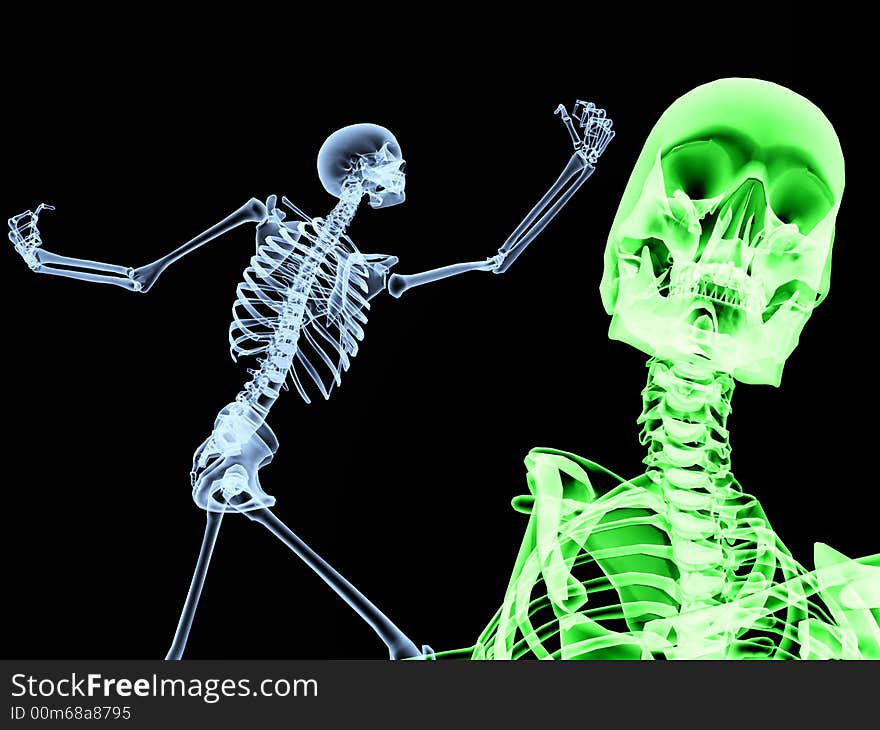 An image of two xrays of some skeletons, a good Halloween or possible medical based image. An image of two xrays of some skeletons, a good Halloween or possible medical based image.