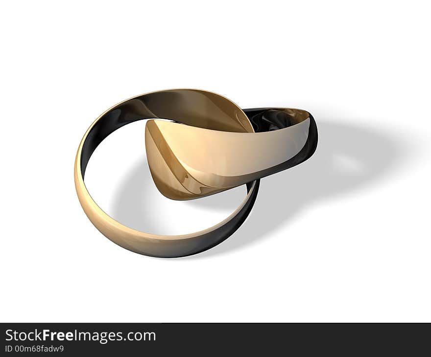 3d rendered golden rings with soft shadow