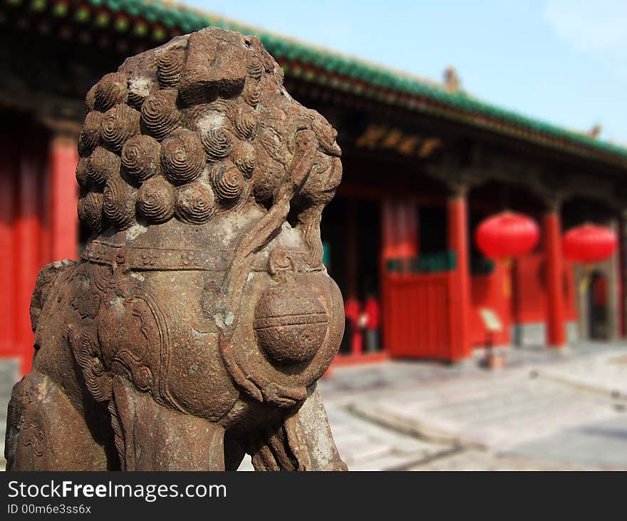 Stone Lion on the gate of Shenyang Imperial Palace