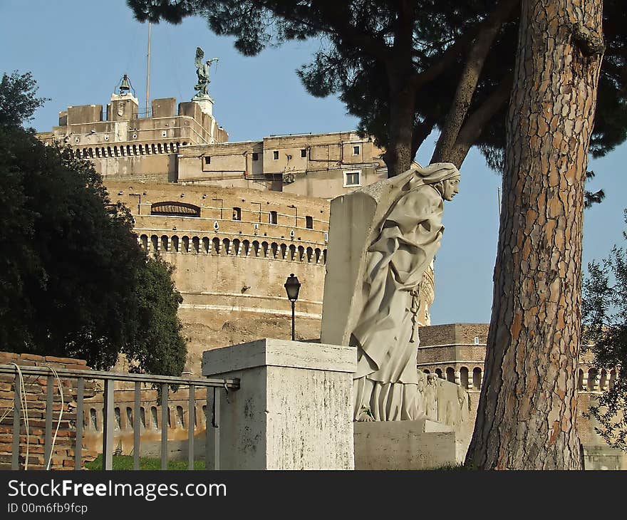 A lateral view of St. Angel Castle in Rome