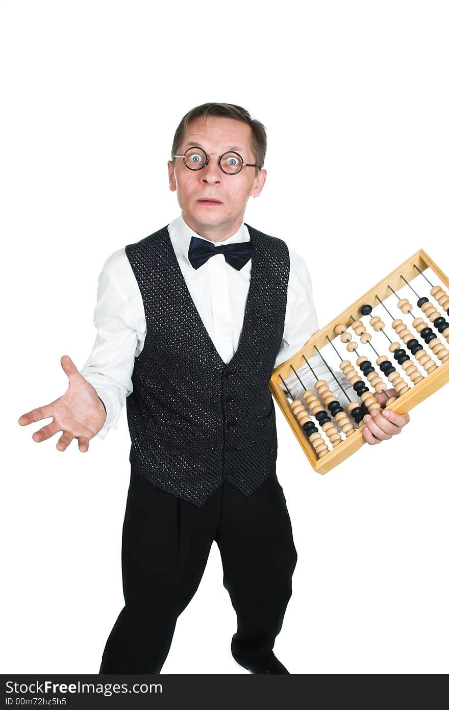 Man in Bow Tie with Abacus