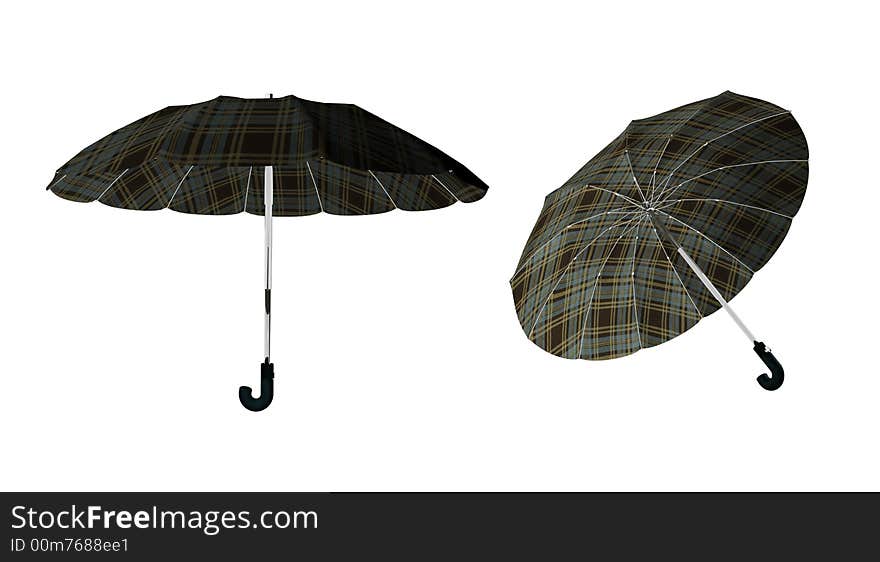 Two male umbrellas on the white background