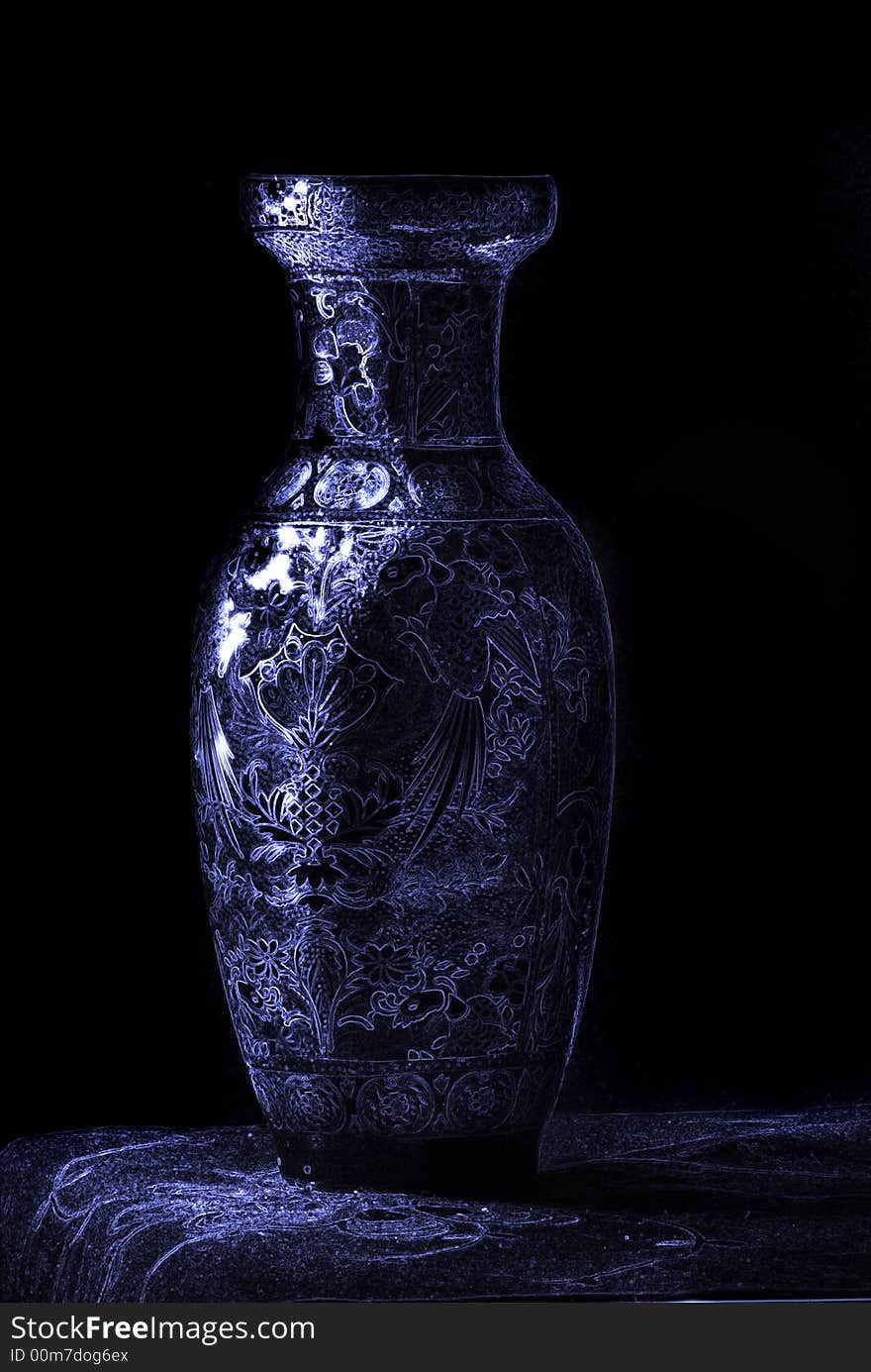 Digital art of vase photographed in black and white and digitally manipulated in Photoshop. Digital art of vase photographed in black and white and digitally manipulated in Photoshop.