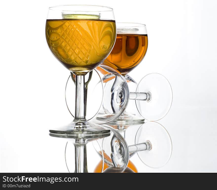 Glass glasses filled by drinks