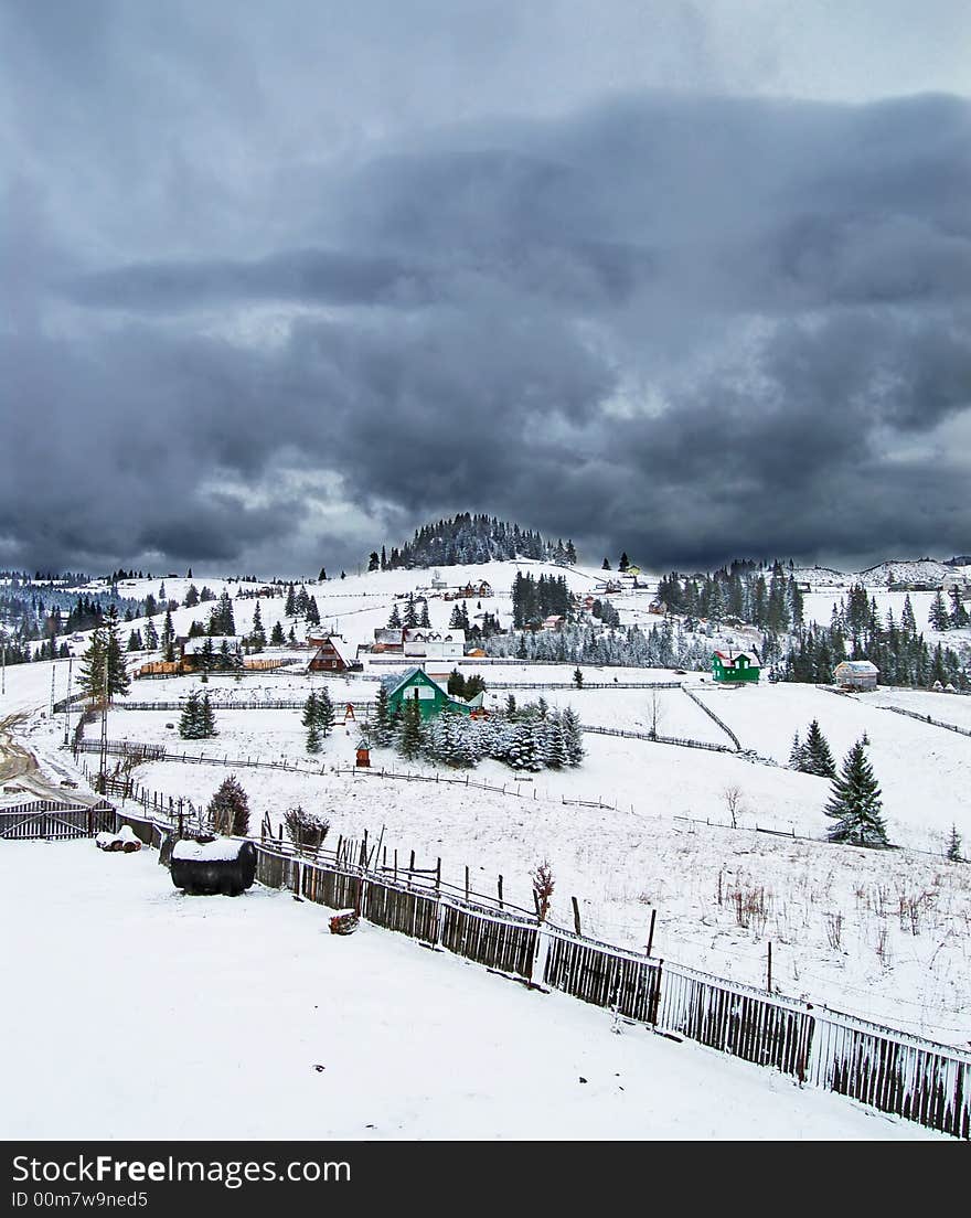 A picture of a beautiful winter day in an rural area. A picture of a beautiful winter day in an rural area.