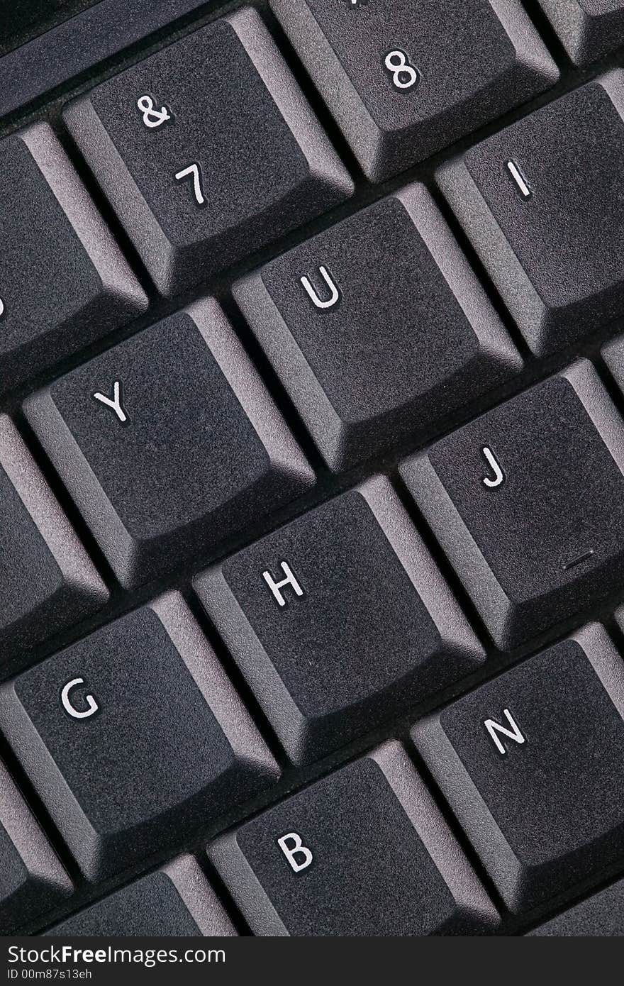 Close up of black modern keyboard - various keys. Close up of black modern keyboard - various keys