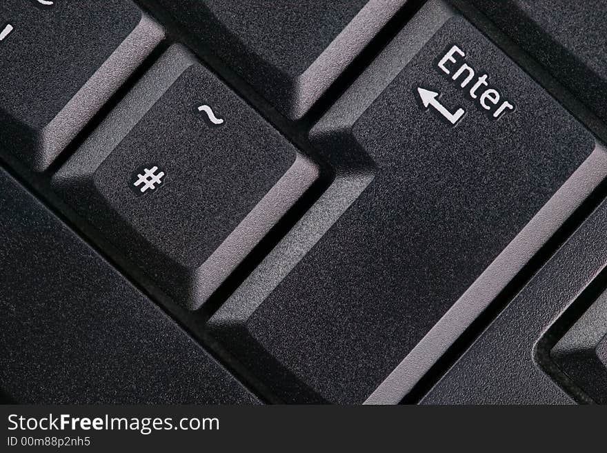 Close up of black modern keyboard - Enter key in focus