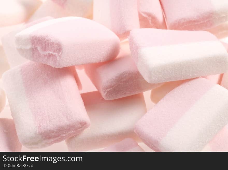 White and pink marshmallows isolated on the white background