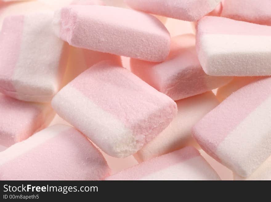 White and pink marshmallows isolated on the white background