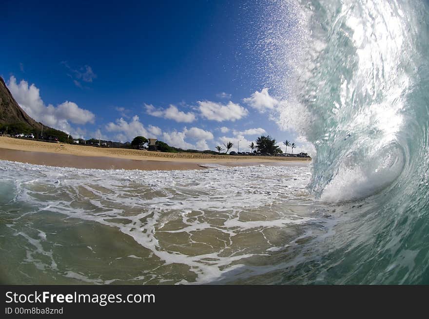 Giant wave breaking in shallow waters