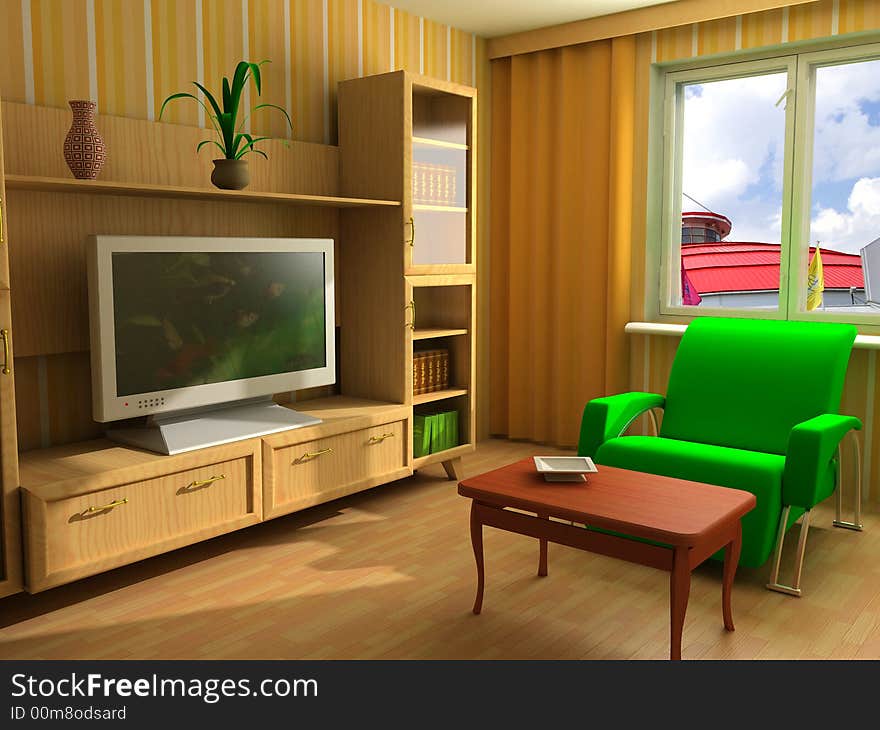 Modern interior 3d