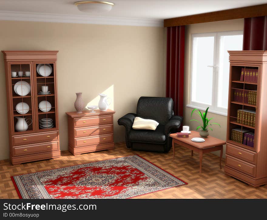 Modern interior 3d