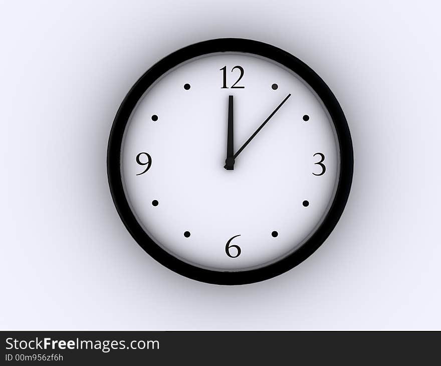 A simple clock with world map on background - 3d render. A simple clock with world map on background - 3d render