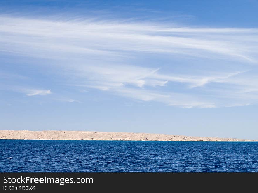 Coast of the red sea. blue sea and sky