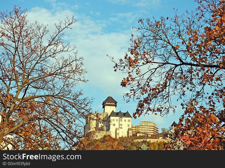 View on the castle in an autumn landscape