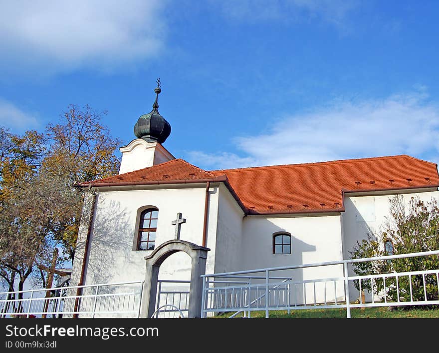 View on a church in a small village