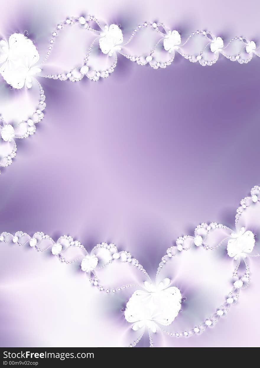 Garland of flowers on a violet background