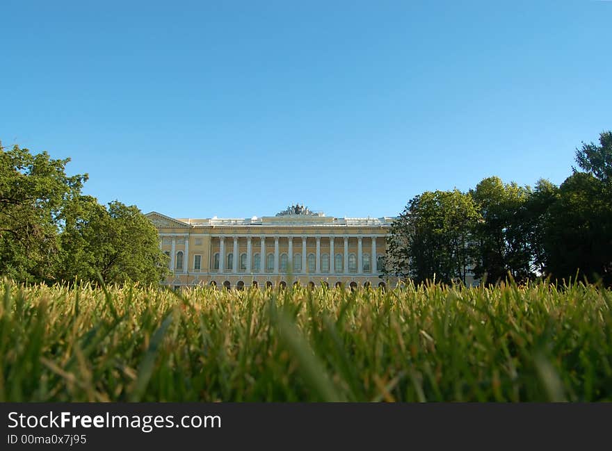 Grass on The Square of Mars in Saint-Petersburg. Grass on The Square of Mars in Saint-Petersburg