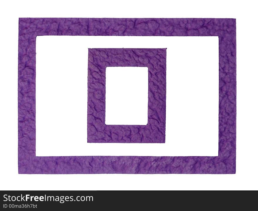 Purple Rectangle Frames With Textured Surface On White Background. Purple Rectangle Frames With Textured Surface On White Background