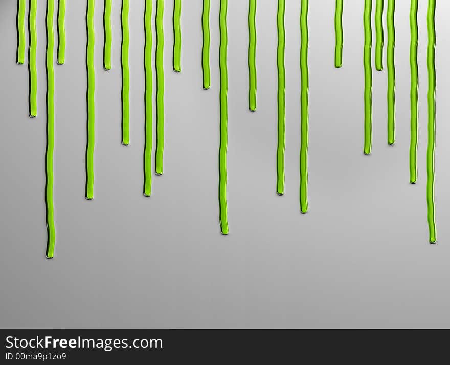 Green dye driping on a white wall - rendered in 3d. Green dye driping on a white wall - rendered in 3d