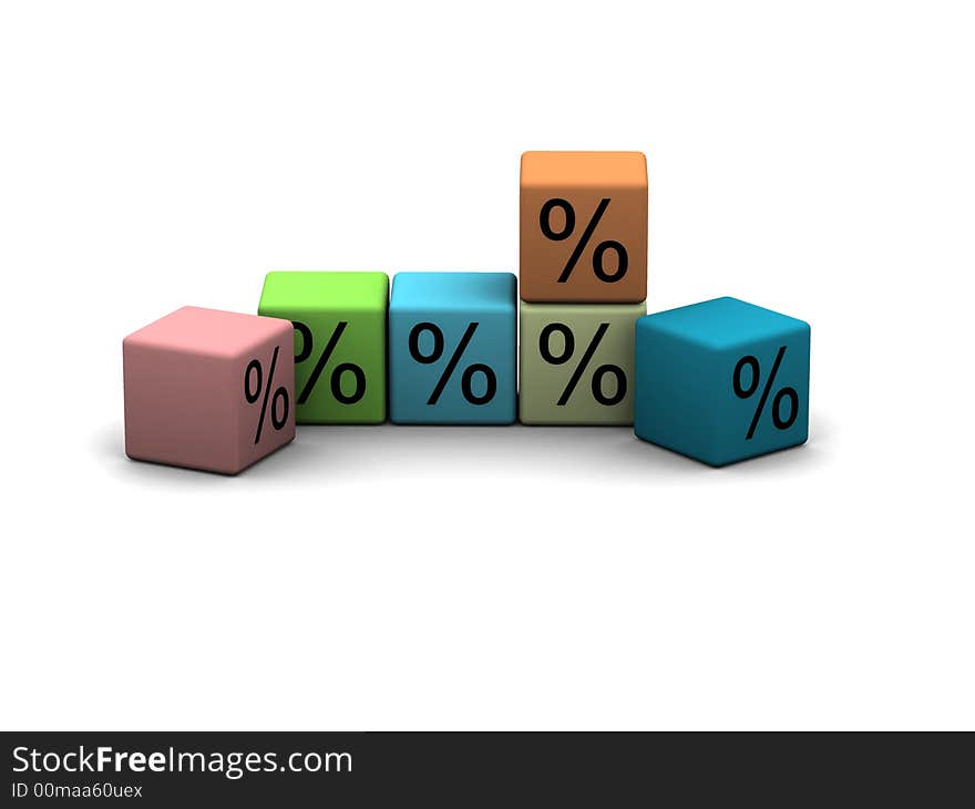 Cubes with percent symbols - 3d illustration