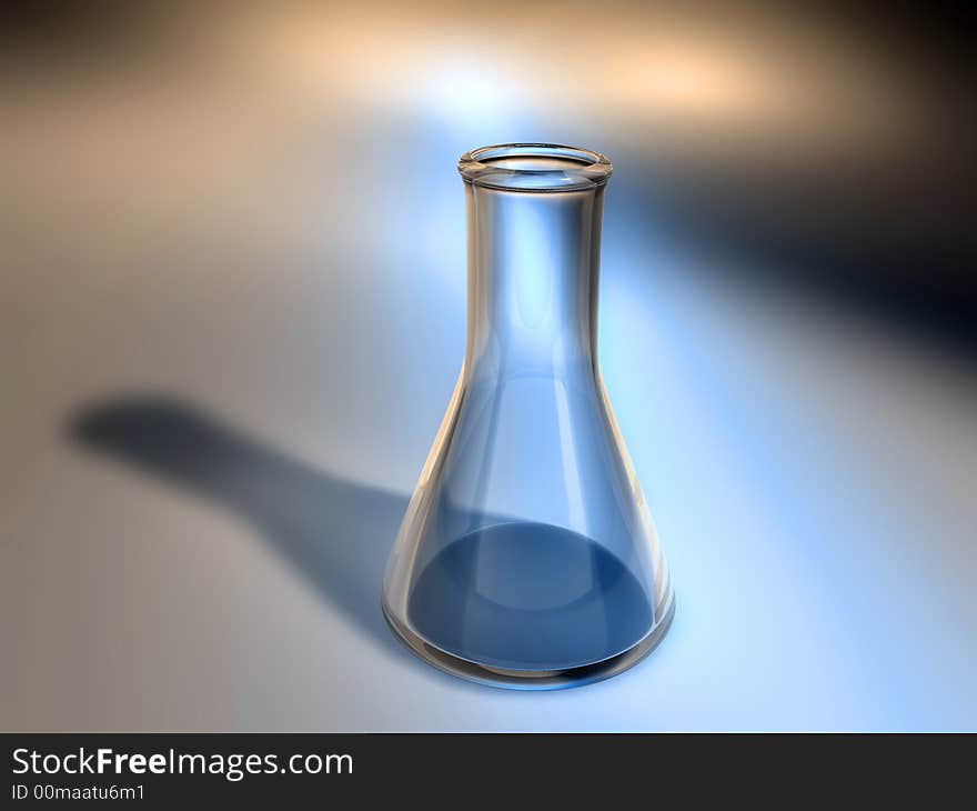 An empty chemistry flask on color background - 3d render. An empty chemistry flask on color background - 3d render