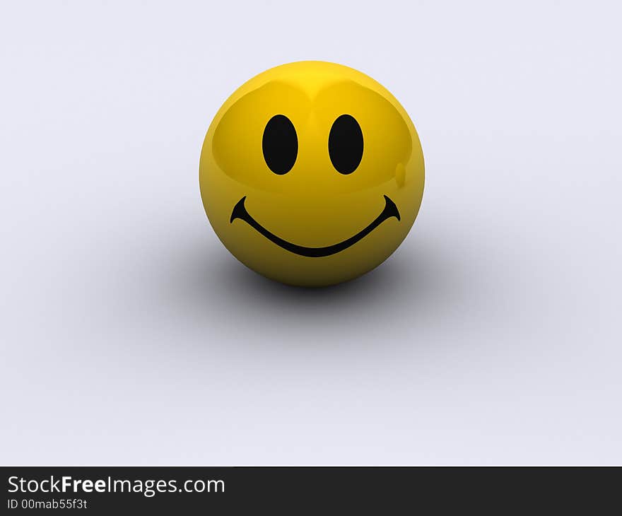 A conceptual smiling yellow face - rendered in 3d. A conceptual smiling yellow face - rendered in 3d