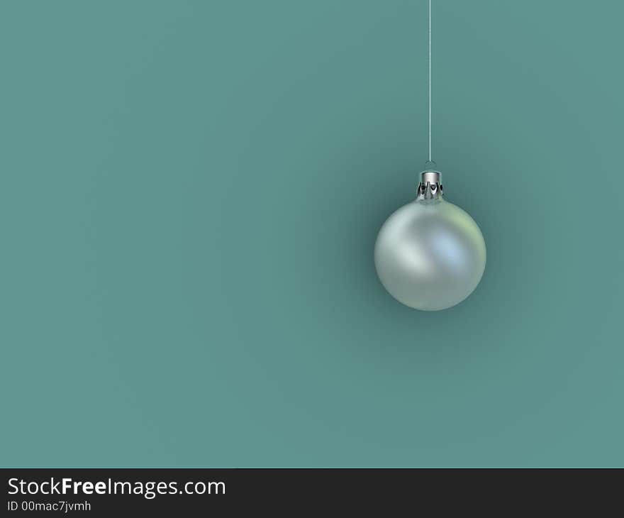 Christmas silver ornament on green background - rendered in 3d. Christmas silver ornament on green background - rendered in 3d