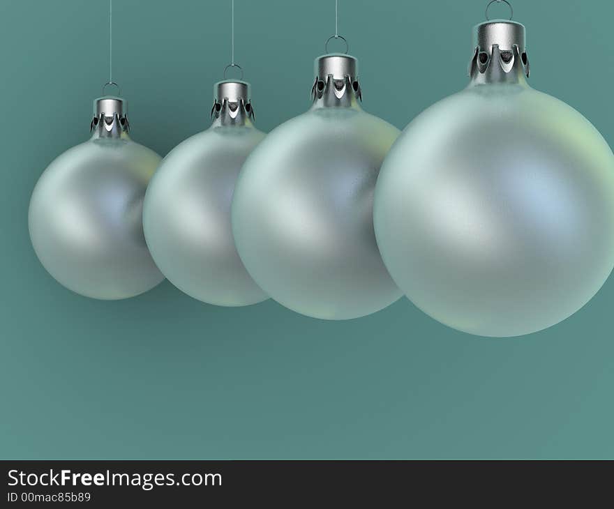 Christmas silver ornament on green background - rendered in 3d. Christmas silver ornament on green background - rendered in 3d