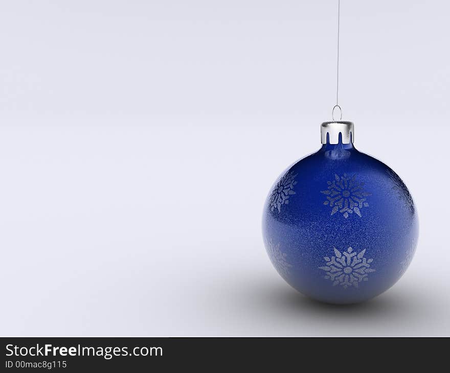 Christmas blue ornament on white background - rendered in 3d. Christmas blue ornament on white background - rendered in 3d