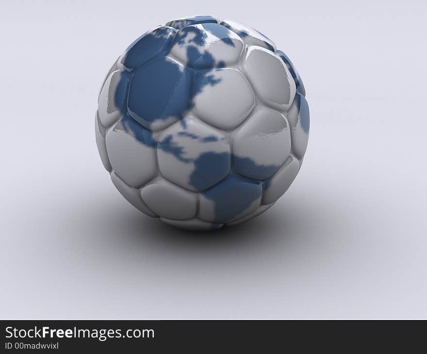 Soccer ball with American continent -  rendered in 3d